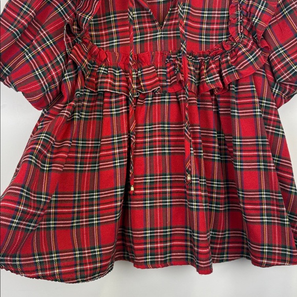 Entro Red Plaid Ruffle Top - Picture 5 of 10